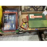 Two boxes of games and rope knot displays