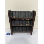 A set of forty miniature Shakespeare play volumes in mahogany bookcase. 9' high