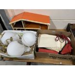 A box of sundries, a box of lamps and a doll's house