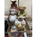 The large vases and a figural planter