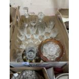 A box of cut and other glassware