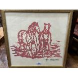 A signed limited edition print of horses. 17½' x 18'