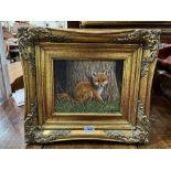 GARY JAMES. BRITISH 20TH/21ST CENTURY Study of a fox cub. Signed. Oil on canvas 8' x 10'