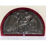 AFTER BERTEL THORVALDSEN. DANISH 1770-1844 A bronzed metal plaque, Cupid and Bacchus. 22½'h x 36'w