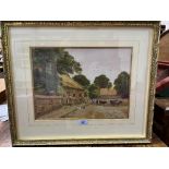 JOHN BOYDELL. BRITISH 19TH CENTURY Village scene with cattle and figures. Signed. Watercolour 12'