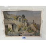 A. SUTTON. BRITISH 20TH CENTURY A hillside village. Signed. Watercolour 10¼' x 14½'