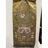 A silkwork and applique embroidered banner. 32½' x 17'