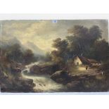 F. FREDERICKS. BRITISH 19TH CENTURY A mountainous landscape with cottage and figure. Signed. Oil