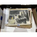 A folder of prints and watercolours