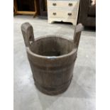 A coopered oak water pail. 17' high