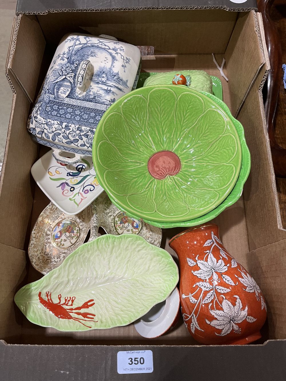 A box of ceramics, Poole etc.