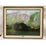 EUROPEAN SCHOOL. 20TH CENTURY Figures under flowering trees. Signed 'Mollie' and dated '95. Oil on