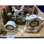 Three early 20th century ceramic cased mantle clocks