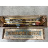 A Slazenger vintage croquet set in pine box
