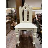 A Victorian gothic painted oak hall chair