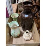 A Sylvac fern vase; a Beswick vase; a Crown Devon vase and a West German vase