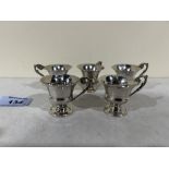 A set of five Russian silver miniature cups. 1½' high