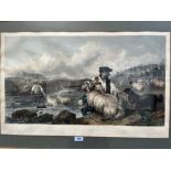 A framed engraving, Sheep Washing after Andsdell 18' x 29½'