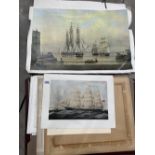 A folio of shipping prints, Arundel Society prints and life drawings