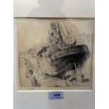 ROWLAND HILDER. BRITISH 1905-1993 A beached boat. Signed in pencil and numbered 79/84. Etching 6½' x