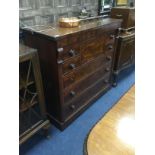 A MAHOGANY OGEE CHEST OF DRAWERS