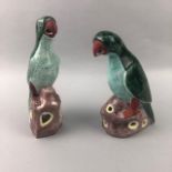 A LOT OF TWO 20TH CENTURY CHINESE POLYCHROME PARROTS