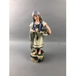 A HAND PAINTED FIGURE AND OTHER CERAMICS