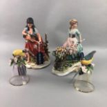 TWO CAPO DI MONTE STYLE FIGURES AND OTHERS