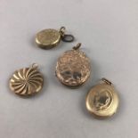A LOT OF FOUR VINTAGE YELLOW METAL LOCKETS