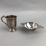 A SILVER QUIACH AND CHRISTENING MUG