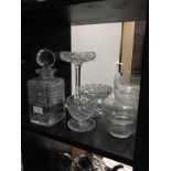 A PAIR OF CRYSTAL DECANTERS AND OTHER CRYSTAL ITEMS