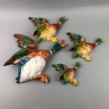 A BESWICK FIGURE OF A DUCK ALONG WITH THREE OTHER DUCK FIGURES