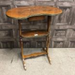 A WALNUT KIDNEY SHAPED TWO TIER TABLE