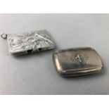 A 19TH CENTURY SILVER PILL BOX AND A SILVER MATCH HOLDER