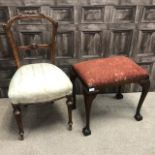 A MAHOGANY DRESSING STOOL AND A BEDROOM CHAIR