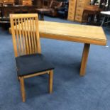 A MODERN OAK DINING TABLE AND FOUR CHAIRS