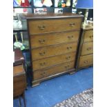 A MAHOGANY CHEST OF FIVE DRAWERS