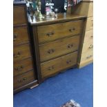 A MAHOGANY CHEST OF THREE DRAWERS