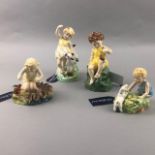 A ROYAL WORCESTER FIGURE OF 'APRIL' AND THREE OTHERS