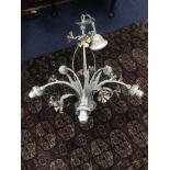 A PAINTED CAST METAL CEILING LIGHT