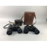 A LOT OF TWO PAIR OF BINOCULARS AND TWO RELATED CASES