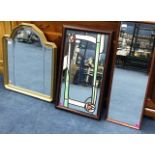 A RENNIE MACKINTOSH STYLE WALL MIRROR AND TWO OTHER MIRRORS