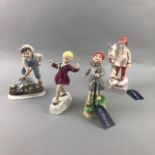 A ROYAL WORCESTER FIGURE OF 'NOVEMBER' AND THREE OTHERS