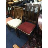 A PAIR OF REPRODUCTION MAHOGANY SINGLE CHAIRS AND ANOTHER TWO CHAIRS