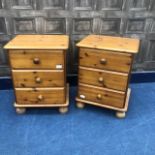 A PAIR OF PINE BEDSIDE DRAWERS