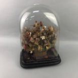 A VICTORIAN WAX WORK OF FRUIT, ON BASE IN A GLASS DOME