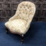 A VICTORIAN BUTTON BACK NURSING CHAIR