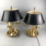A PAIR OF BRASS LAMPS