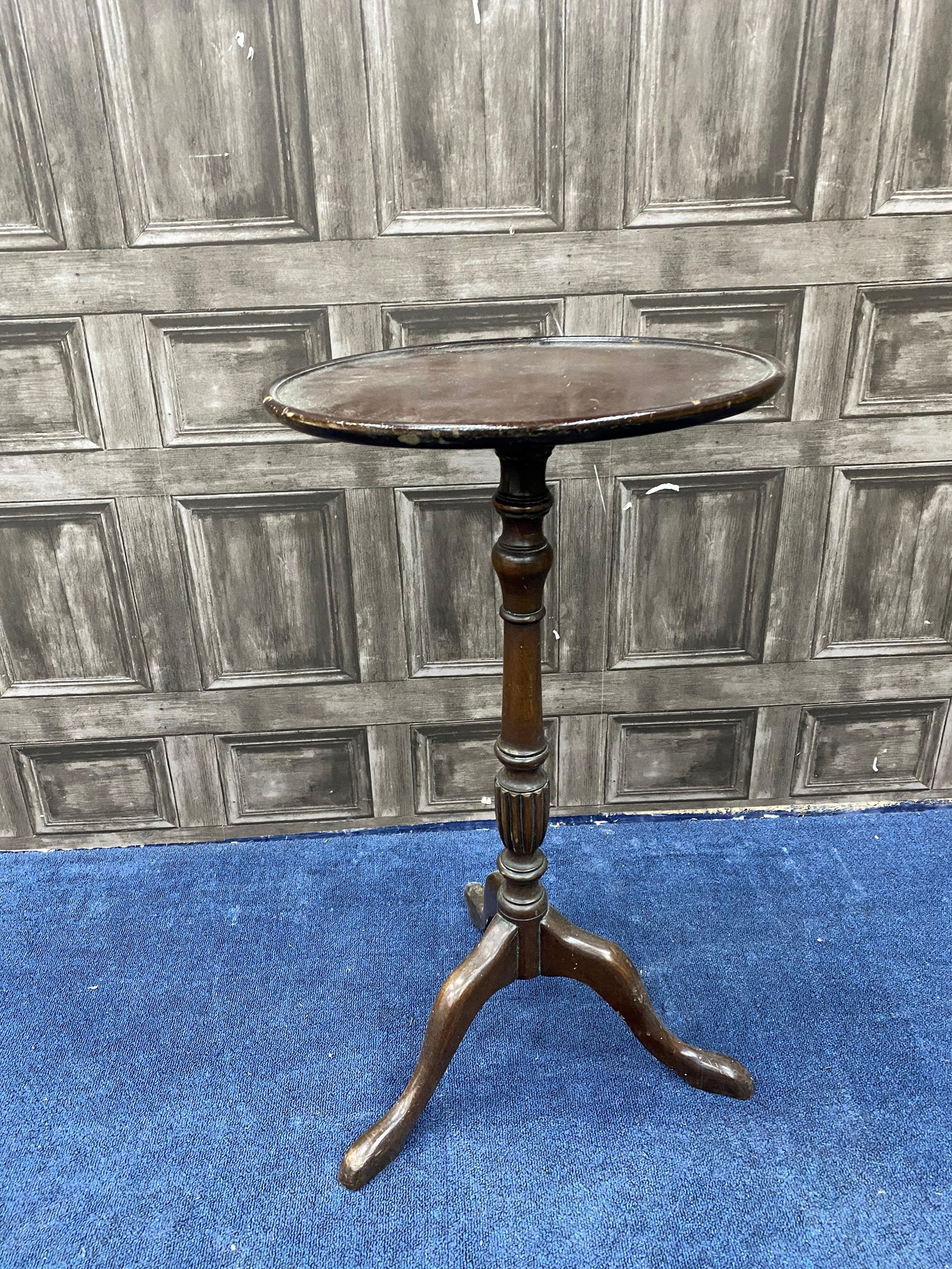 A MAHOGANY SEWING TABLE AND THREE OTHER ITEMS - Image 3 of 4