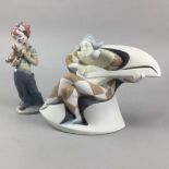 A LLADRO 'UTOPIA' FIGURE OF HARLEQUINN AND ANOTHER